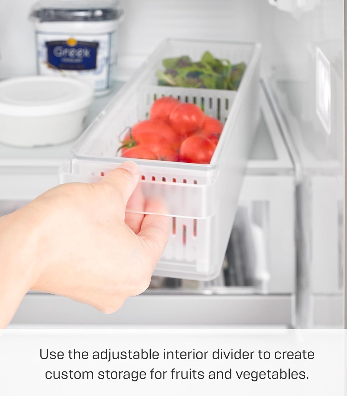 image:imageYamazaki Home Tower Fridge Organizer amp Colander Adjustable Divider For Custom Storage Stackable Produce Bin For Washing amp Storing Ingredients Easy To Clean amp Disassemble Plastic