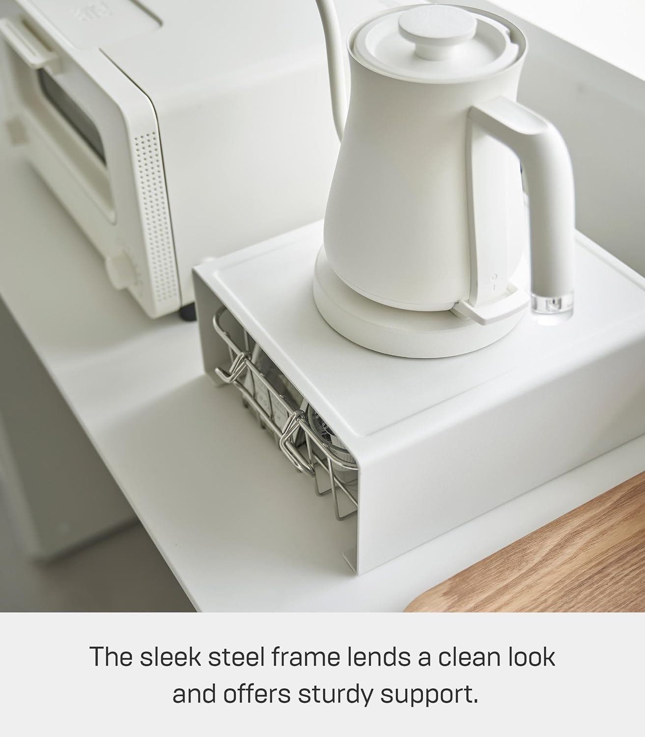 image:imageYamazaki Home Tower Kitchen Appliance Rack Shelf For Blender Kettle Or Coffee Maker Countertop Storage Organizer Steel White