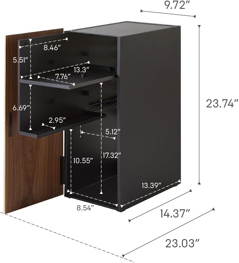 image:imageYamazaki Home Tower Large Capacity Game Console Rack Organize Controllers PullOut Shelf Cable Management SteelBlack