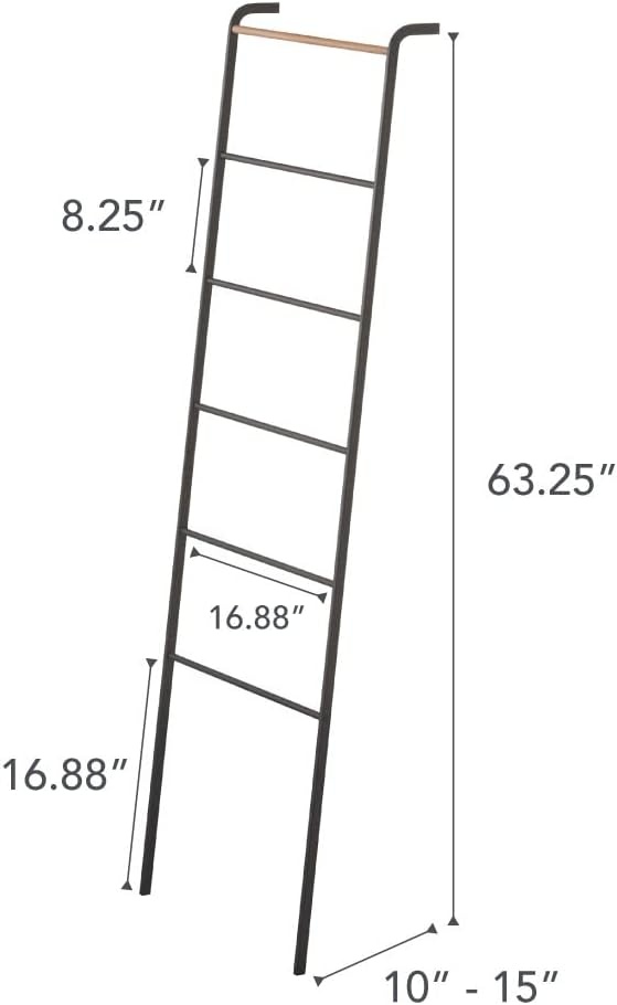 image:imageYamazaki Home Tower Leaning Ladder Rack Space Saving Ladder 63 SteelBlack