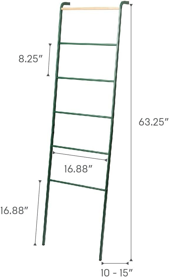image:imageYamazaki Home Tower Leaning Ladder Rack Space Saving Ladder 63 SteelForest Green