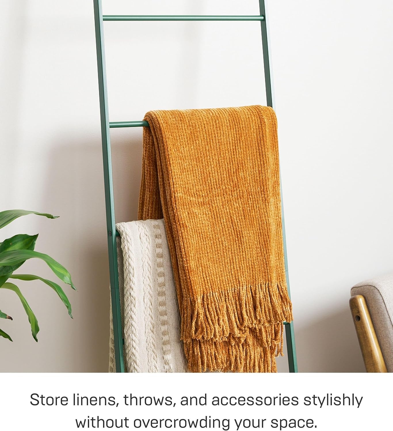 image:imageYamazaki Home Tower Leaning Ladder Rack Space Saving Ladder 63 SteelForest Green
