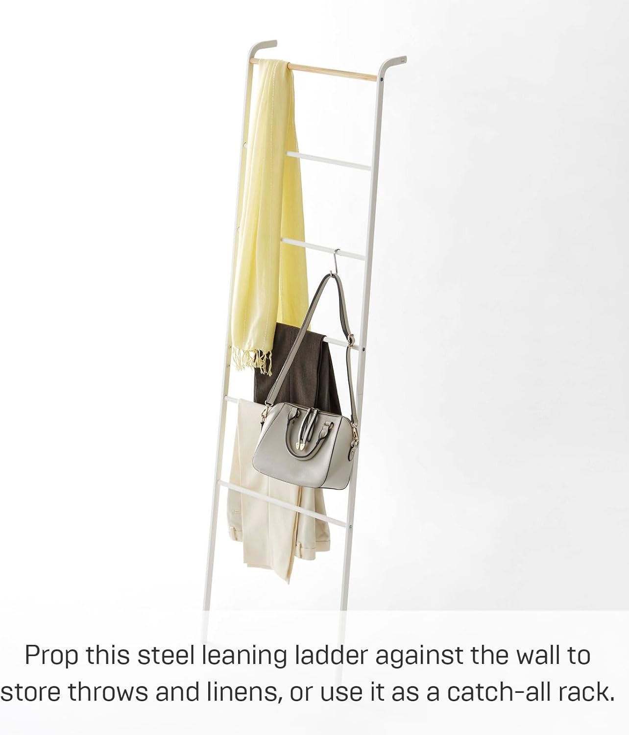 image:imageYamazaki Home Tower Leaning Ladder Rack Space Saving Ladder 63 SteelWhite