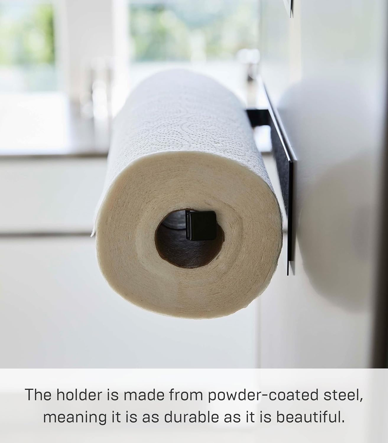 image:imageYamazaki Home Tower Magnetic Paper Towel Holder Metal Kitchen Roll Dispenser Vertical Or Horizontal Mounted Kitchen Towel Rack SteelBlack