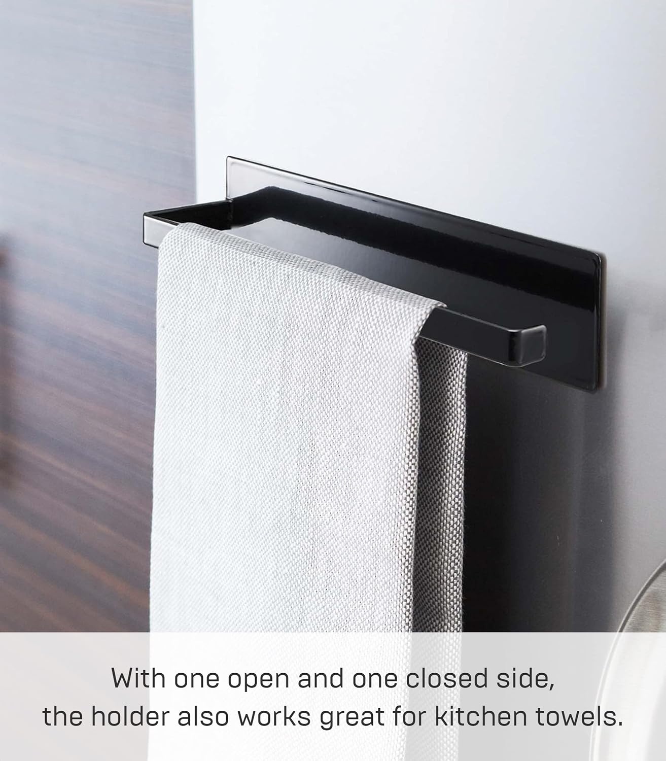 image:imageYamazaki Home Tower Magnetic Paper Towel Holder Metal Kitchen Roll Dispenser Vertical Or Horizontal Mounted Kitchen Towel Rack SteelBlack