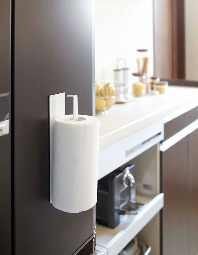 image:imageYamazaki Home Tower Magnetic Paper Towel Holder Metal Kitchen Roll Dispenser Vertical Or Horizontal Mounted Kitchen Towel Rack SteelWhite