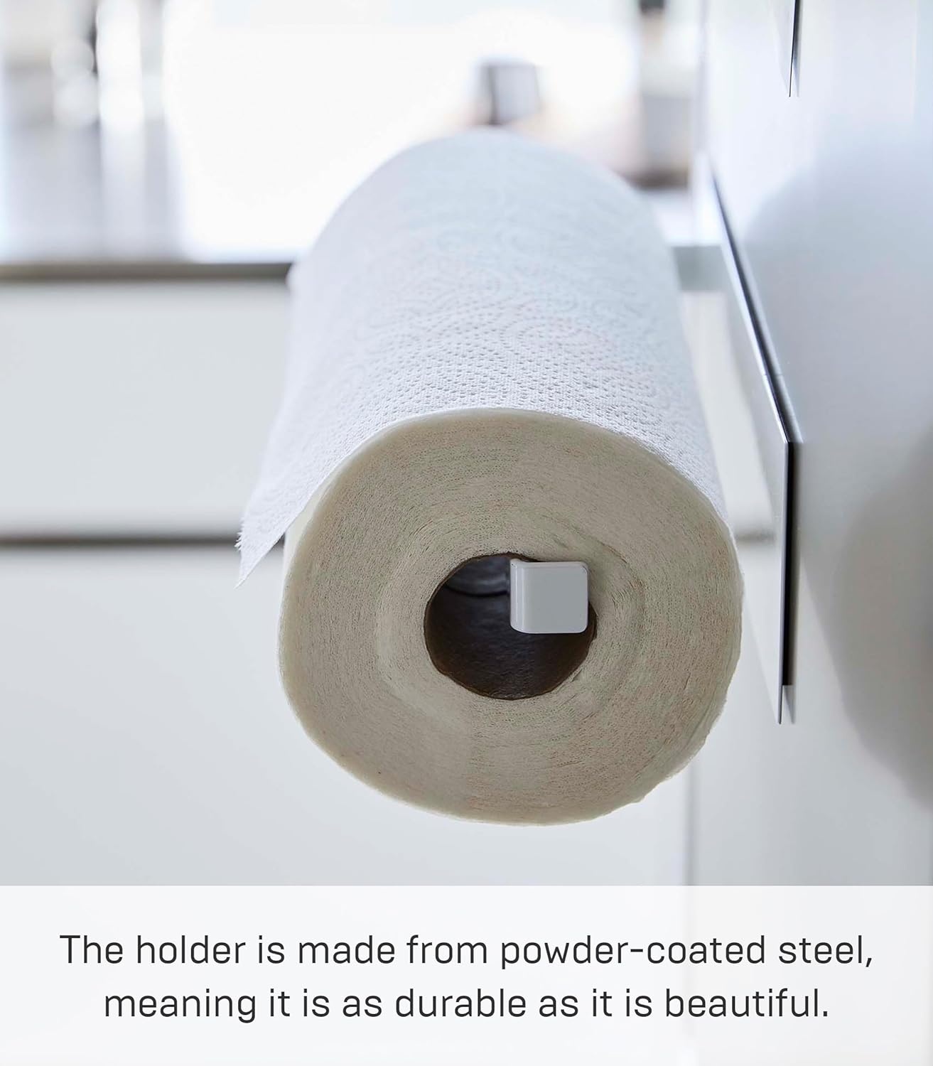 image:imageYamazaki Home Tower Magnetic Paper Towel Holder Metal Kitchen Roll Dispenser Vertical Or Horizontal Mounted Kitchen Towel Rack SteelWhite