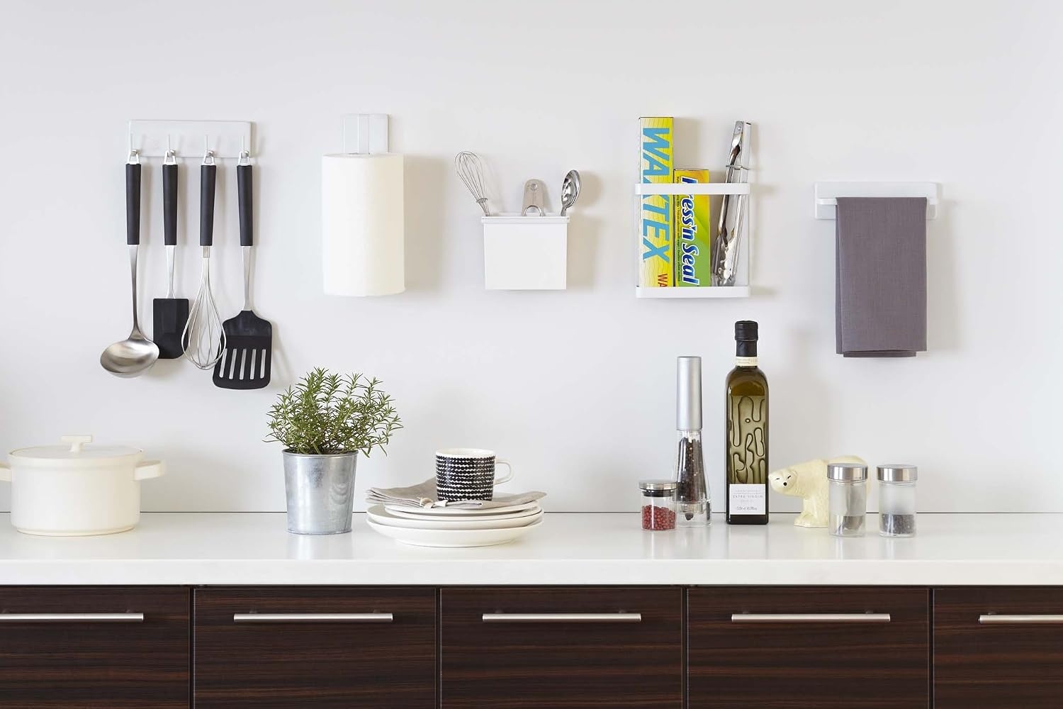 image:imageYamazaki Home Tower Magnetic Paper Towel Holder Metal Kitchen Roll Dispenser Vertical Or Horizontal Mounted Kitchen Towel Rack SteelWhite