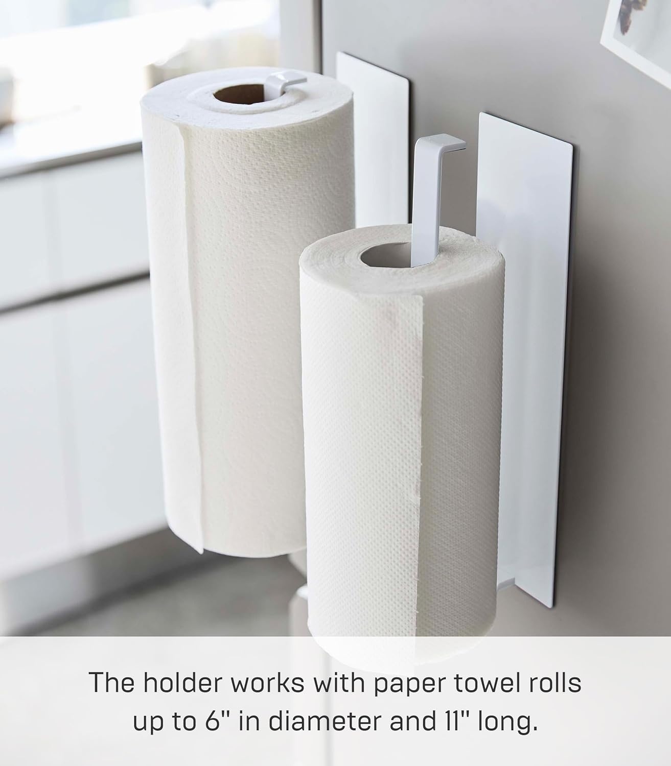 image:imageYamazaki Home Tower Magnetic Paper Towel Holder Metal Kitchen Roll Dispenser Vertical Or Horizontal Mounted Kitchen Towel Rack SteelWhite