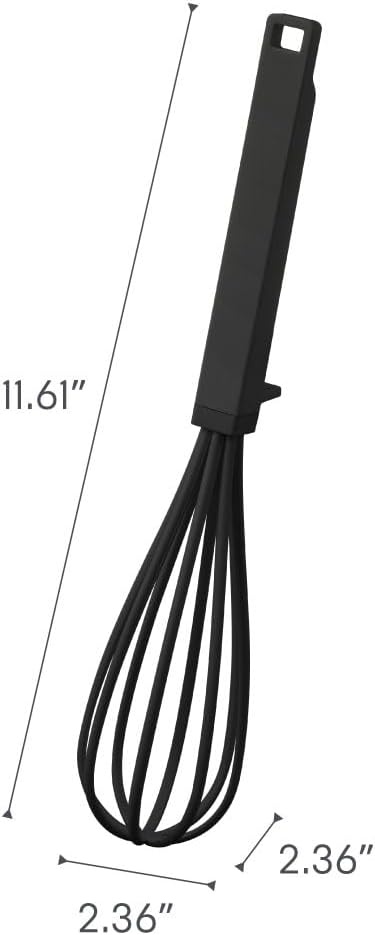 image:imageYamazaki Home Tower Nylon Whisk With Silicone Handle ScratchResistant Hygienic Dishwasher Safe Silicone NylonBlack