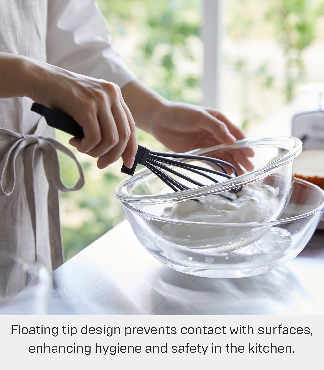 image:imageYamazaki Home Tower Nylon Whisk With Silicone Handle ScratchResistant Hygienic Dishwasher Safe Silicone NylonBlack