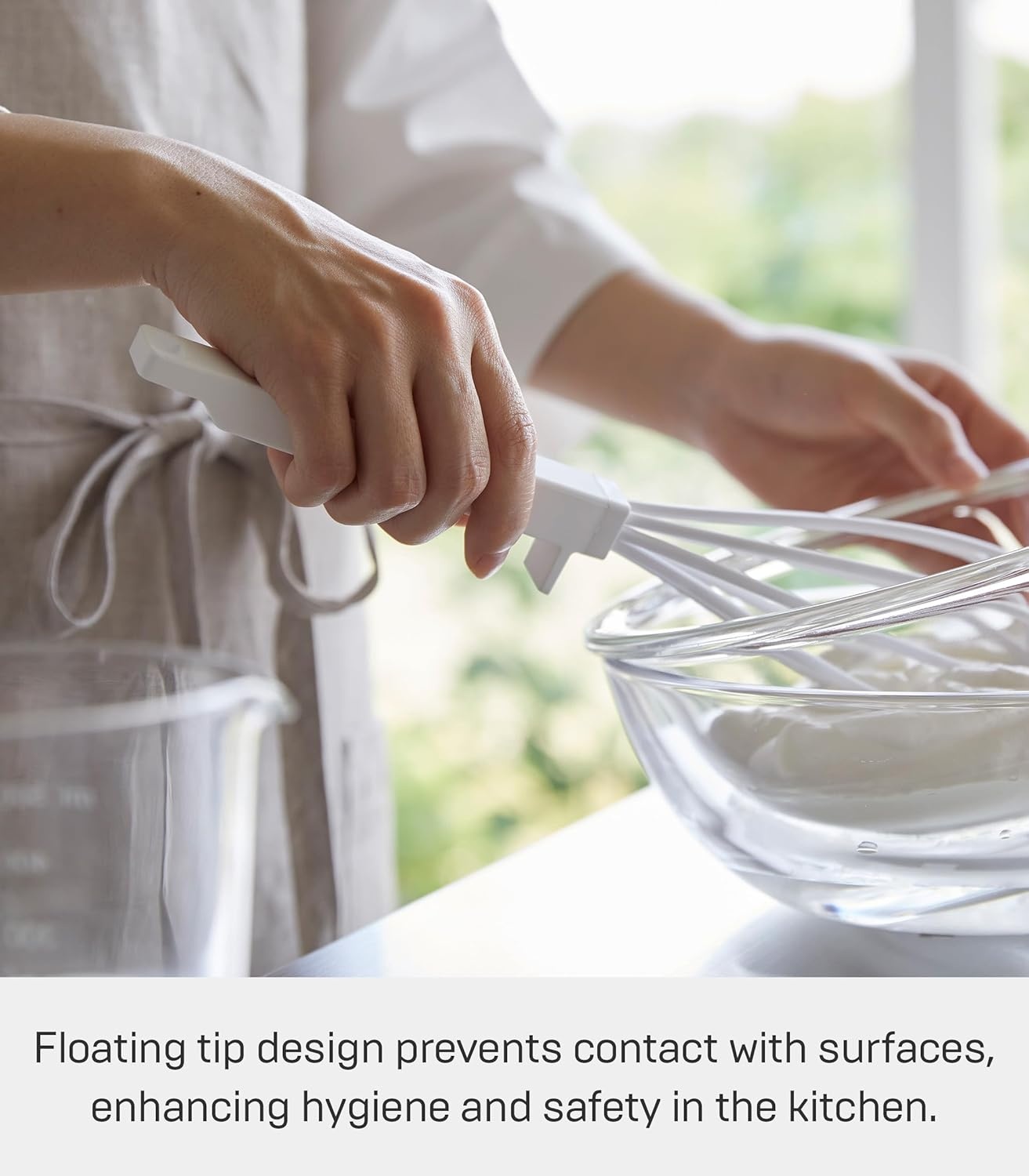 image:imageYamazaki Home Tower Nylon Whisk With Silicone Handle ScratchResistant Hygienic Dishwasher Safe Silicone NylonWhite