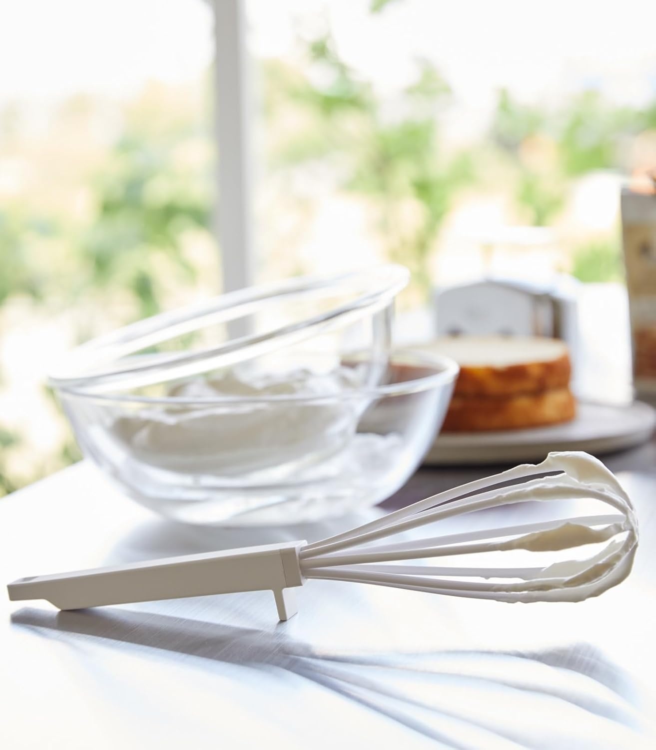 image:imageYamazaki Home Tower Nylon Whisk With Silicone Handle ScratchResistant Hygienic Dishwasher Safe Silicone NylonWhite