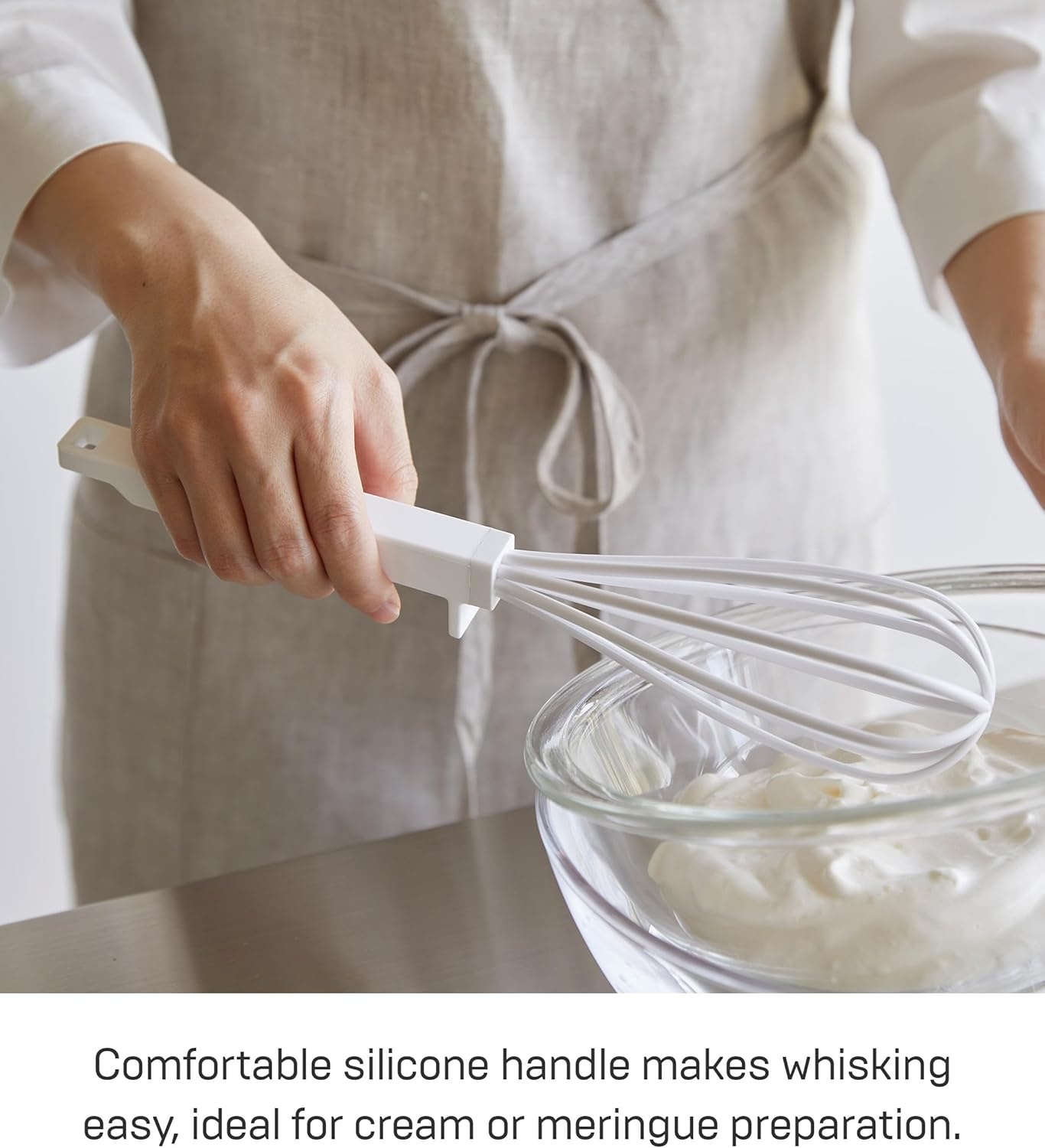 image:imageYamazaki Home Tower Nylon Whisk With Silicone Handle ScratchResistant Hygienic Dishwasher Safe Silicone NylonWhite