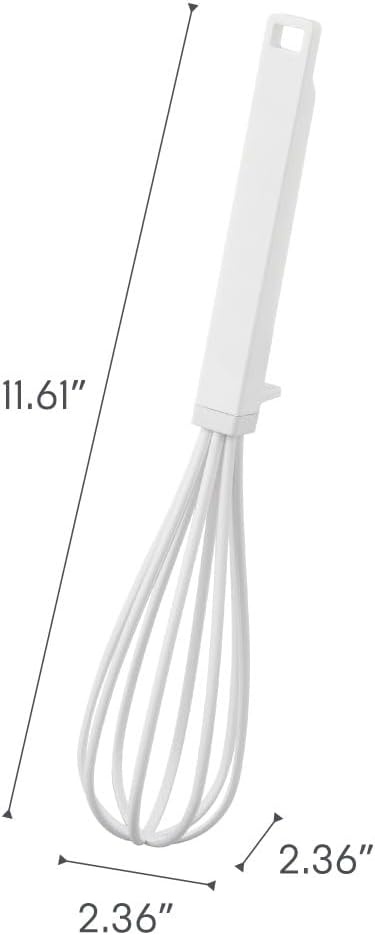 image:imageYamazaki Home Tower Nylon Whisk With Silicone Handle ScratchResistant Hygienic Dishwasher Safe Silicone NylonWhite