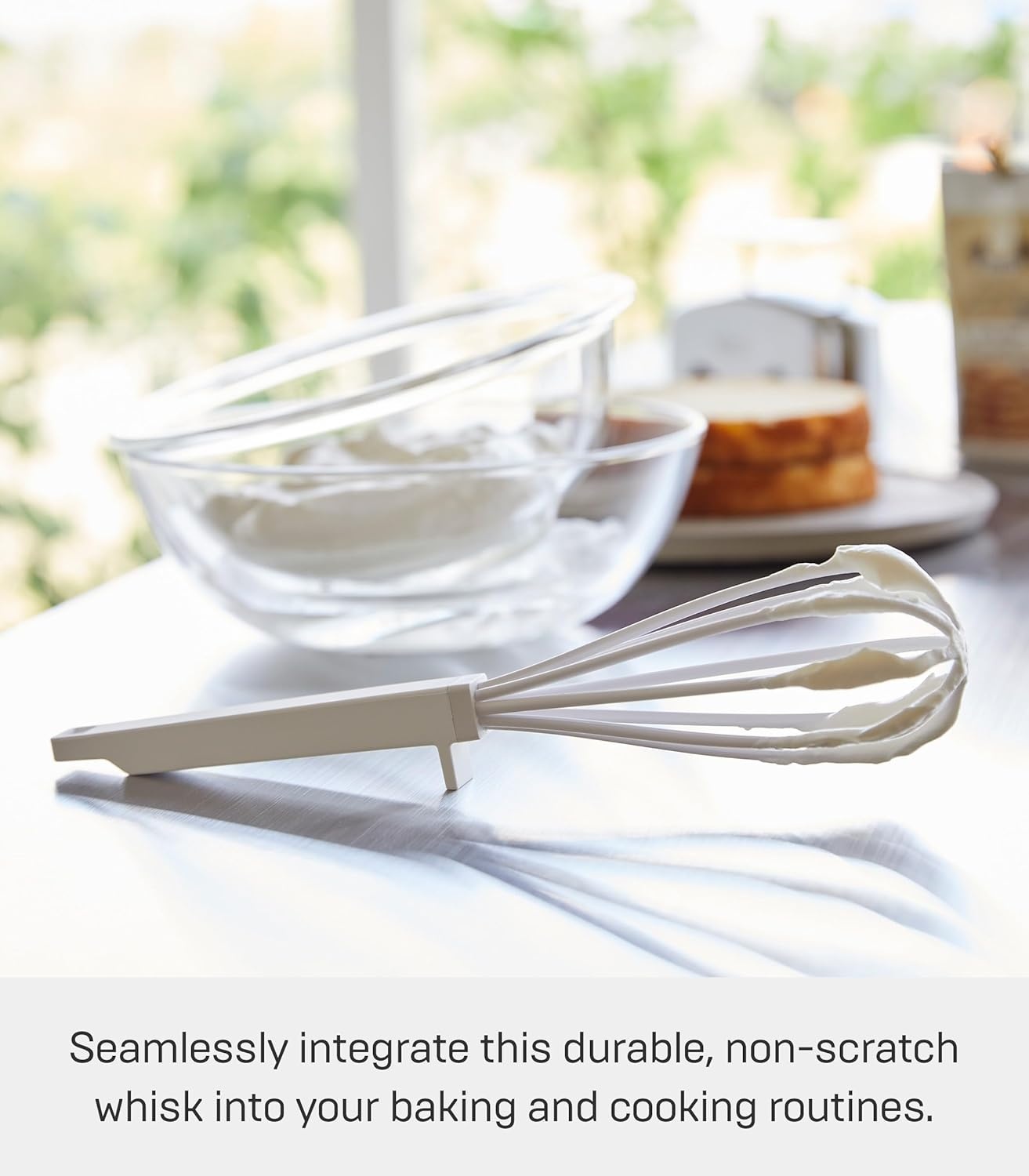 image:imageYamazaki Home Tower Nylon Whisk With Silicone Handle ScratchResistant Hygienic Dishwasher Safe Silicone NylonWhite