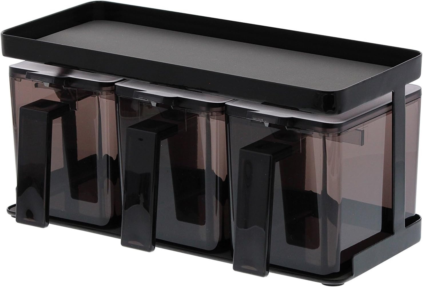 image:imageYamazaki Home Tower Pantry Canisters With Rack Kitchen Container Storage Organizer Triple Steel Plastic 825 Cups 195 LitersBlack