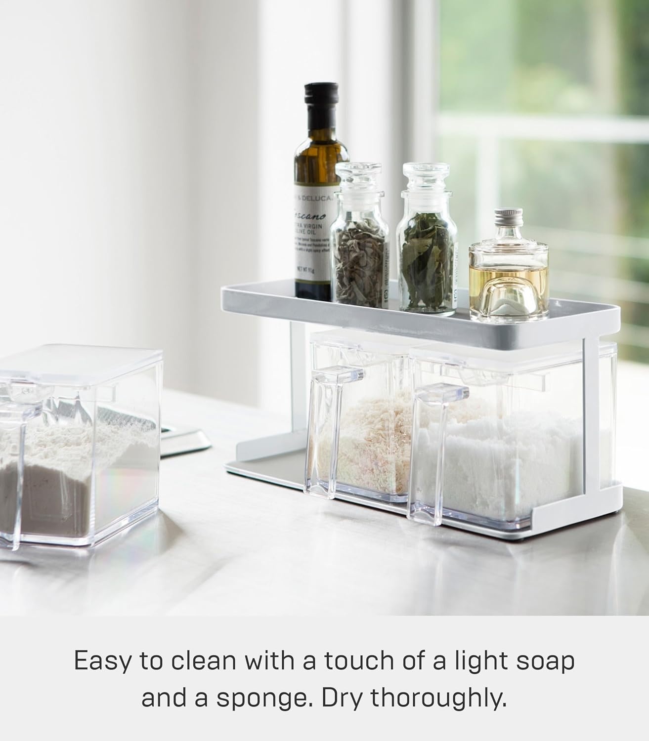 image:imageYamazaki Home Tower Pantry Canisters With Rack Kitchen Container Storage Organizer Triple Steel Plastic 825 Cups 195 LitersWhite