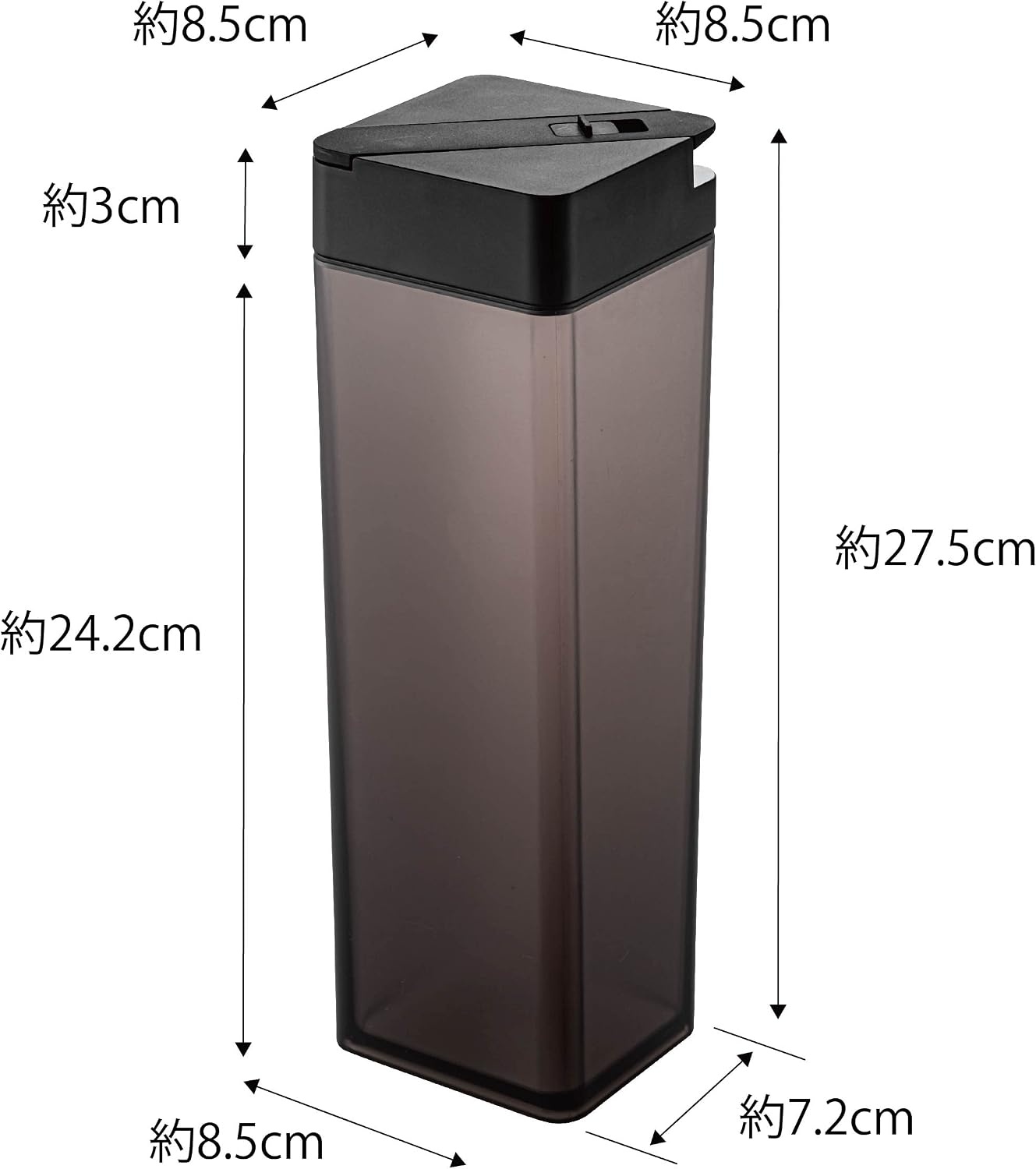 image:imageYamazaki Home Tower Pitcher Bottle For Water Or Tea Collapsible Reusable Jug With Gasket Abs Plastic 04 Gallons 12 LitersBlack
