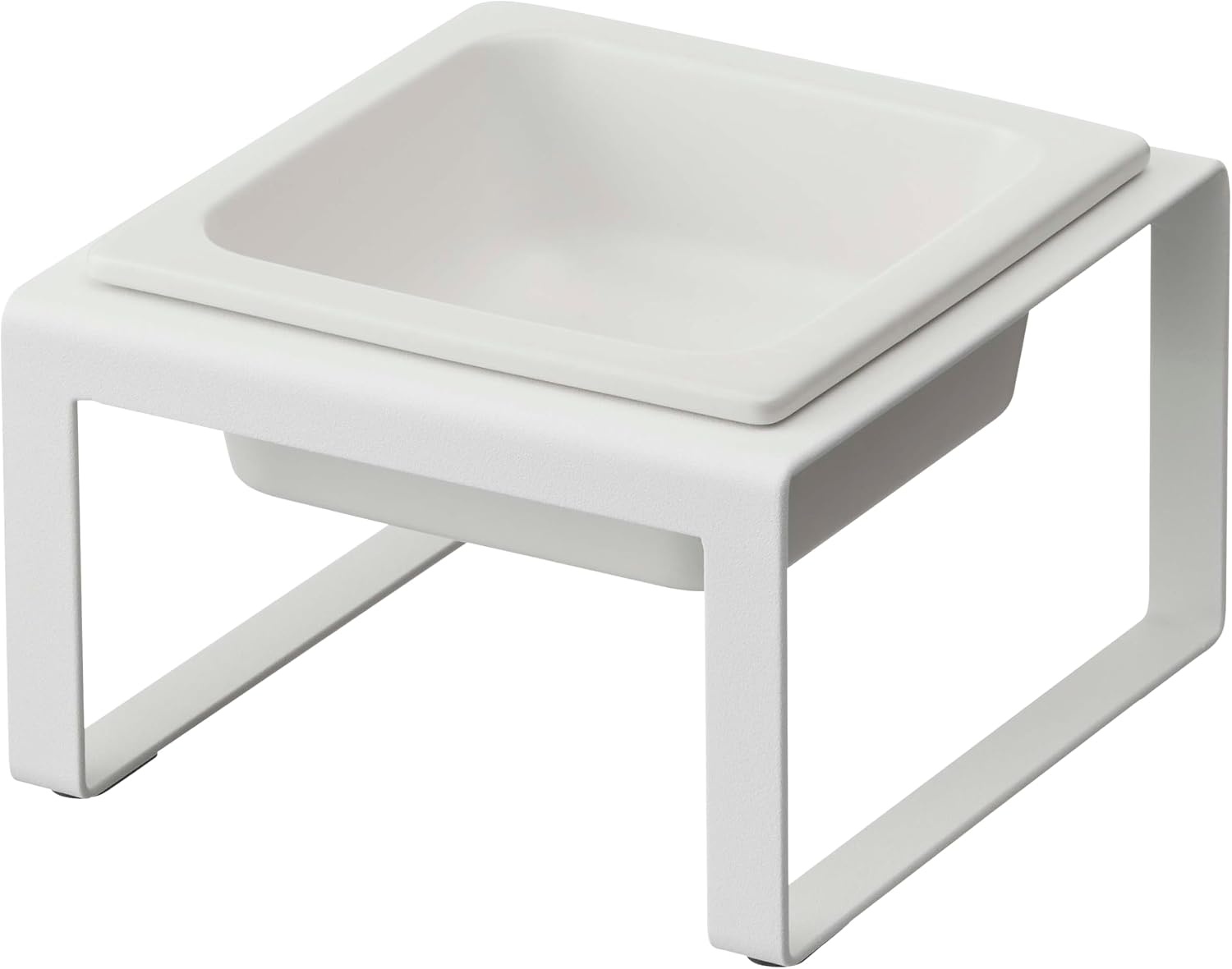 image:imageYamazaki Home Tower Raised Ceramic Pet Food Or Water Bowl with Metal Stand for Cats Or Small Dogs Short 125White