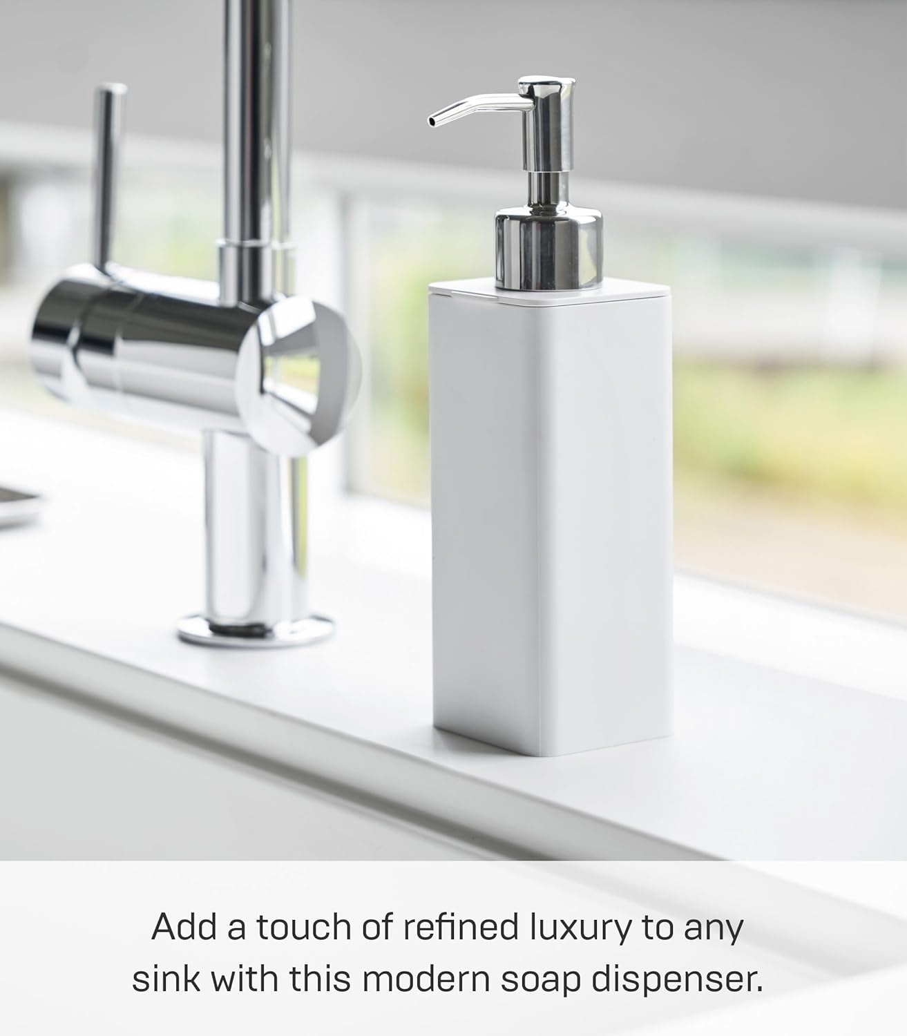 image:imageYamazaki Home Tower Refillable Hand Soap Dispenser with Pump Bathroom Kitchen Abs Plastic 85 Fluid Oz 250 Milliliters