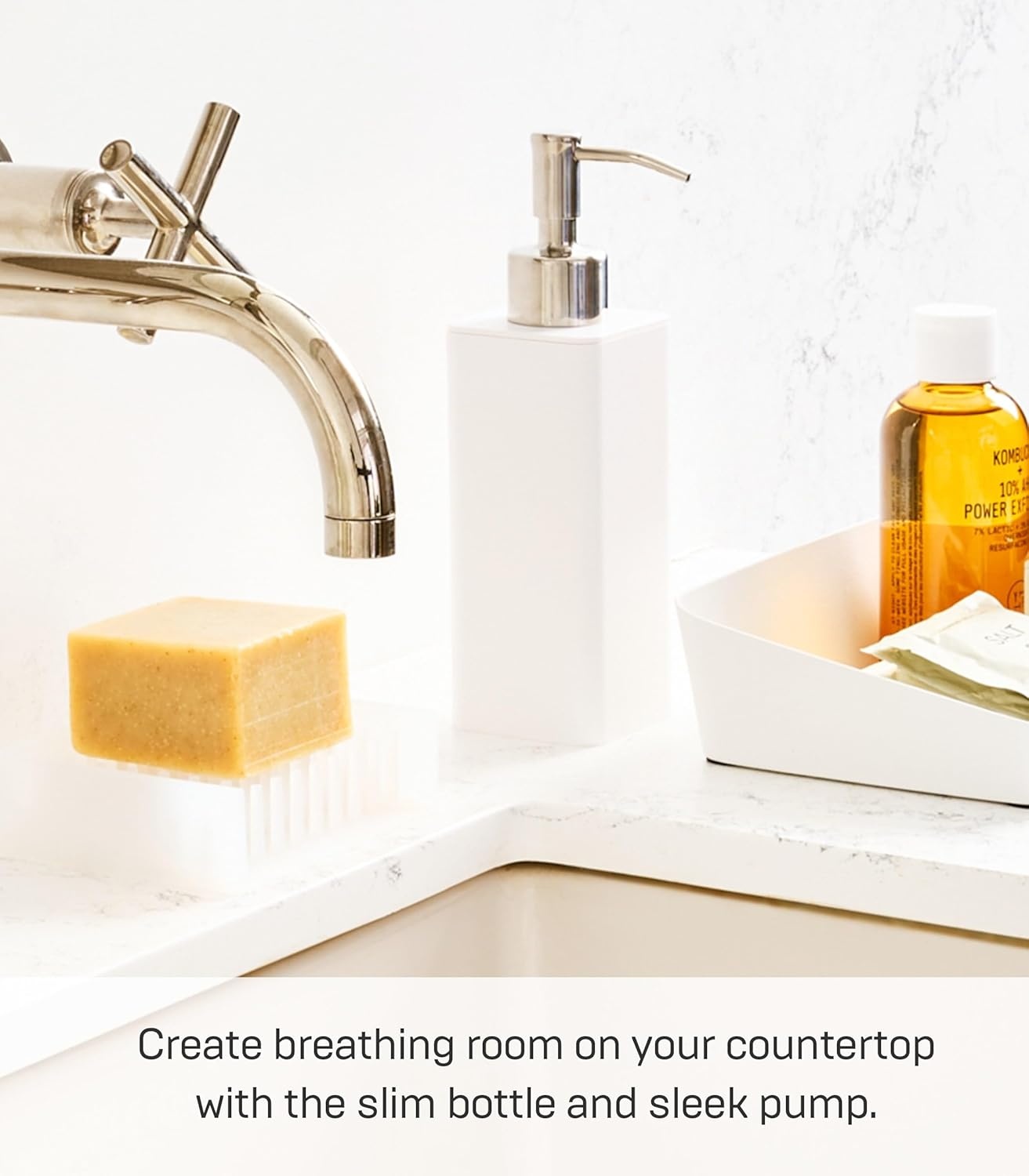 image:imageYamazaki Home Tower Refillable Hand Soap Dispenser with Pump Bathroom Kitchen Abs Plastic 85 Fluid Oz 250 Milliliters