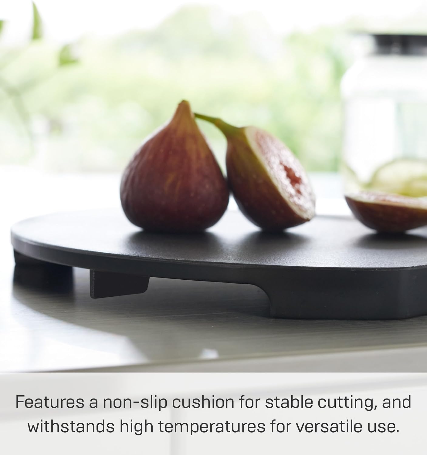 image:imageYamazaki Home Tower Round Cutting Board Magnetic Mounting Dishwasher Safe NonSlip Surface Ideal For Pizza And Ingredient Prep PolypropyleneBlack
