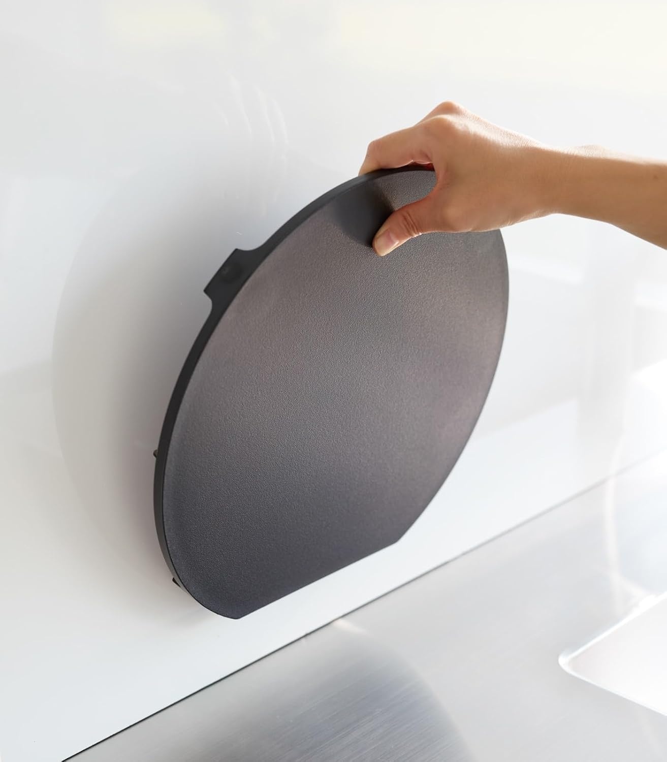 image:imageYamazaki Home Tower Round Cutting Board Magnetic Mounting Dishwasher Safe NonSlip Surface Ideal For Pizza And Ingredient Prep PolypropyleneBlack
