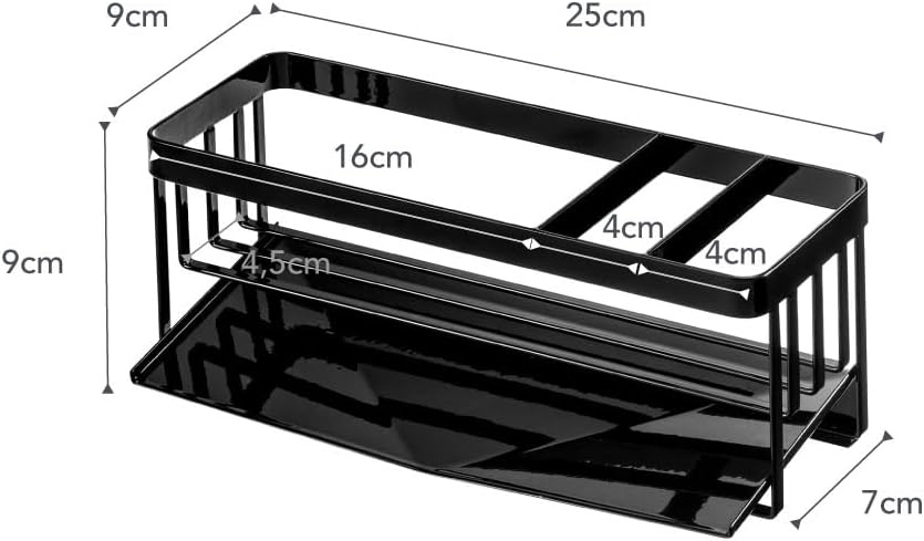 image:imageYamazaki Home Tower SelfDraining Sponge and Soap Bottle Rack Kitchen Sink Organizer Metal Holder with Removable Tray SteelBlack
