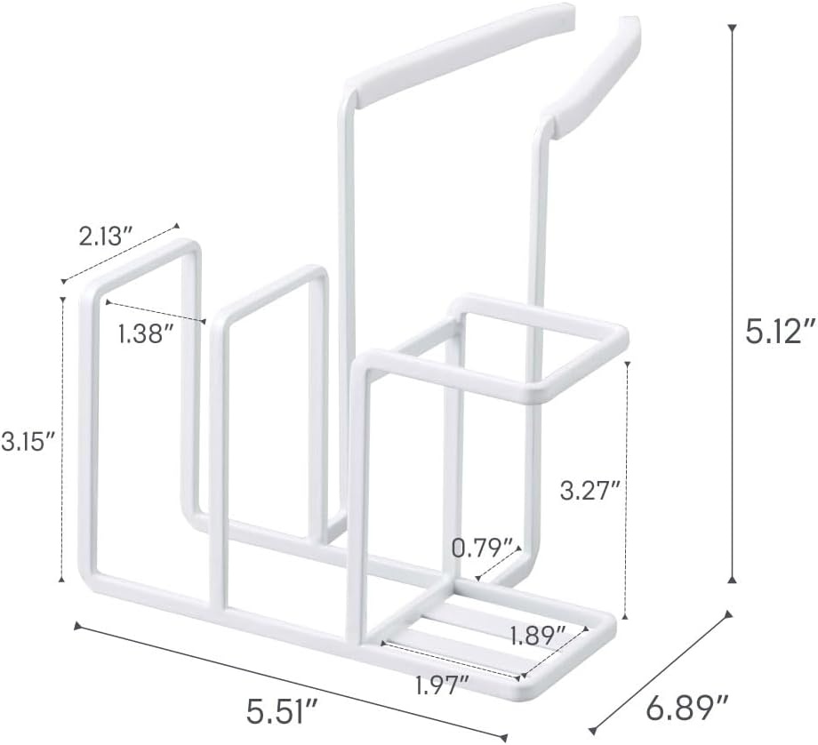 image:imageYamazaki Home Tower Sink Faucet Hanging Dish Sponge Brush Or Soap Bottle Holder SelfDraining Kitchen Storage Organization SteelWhite