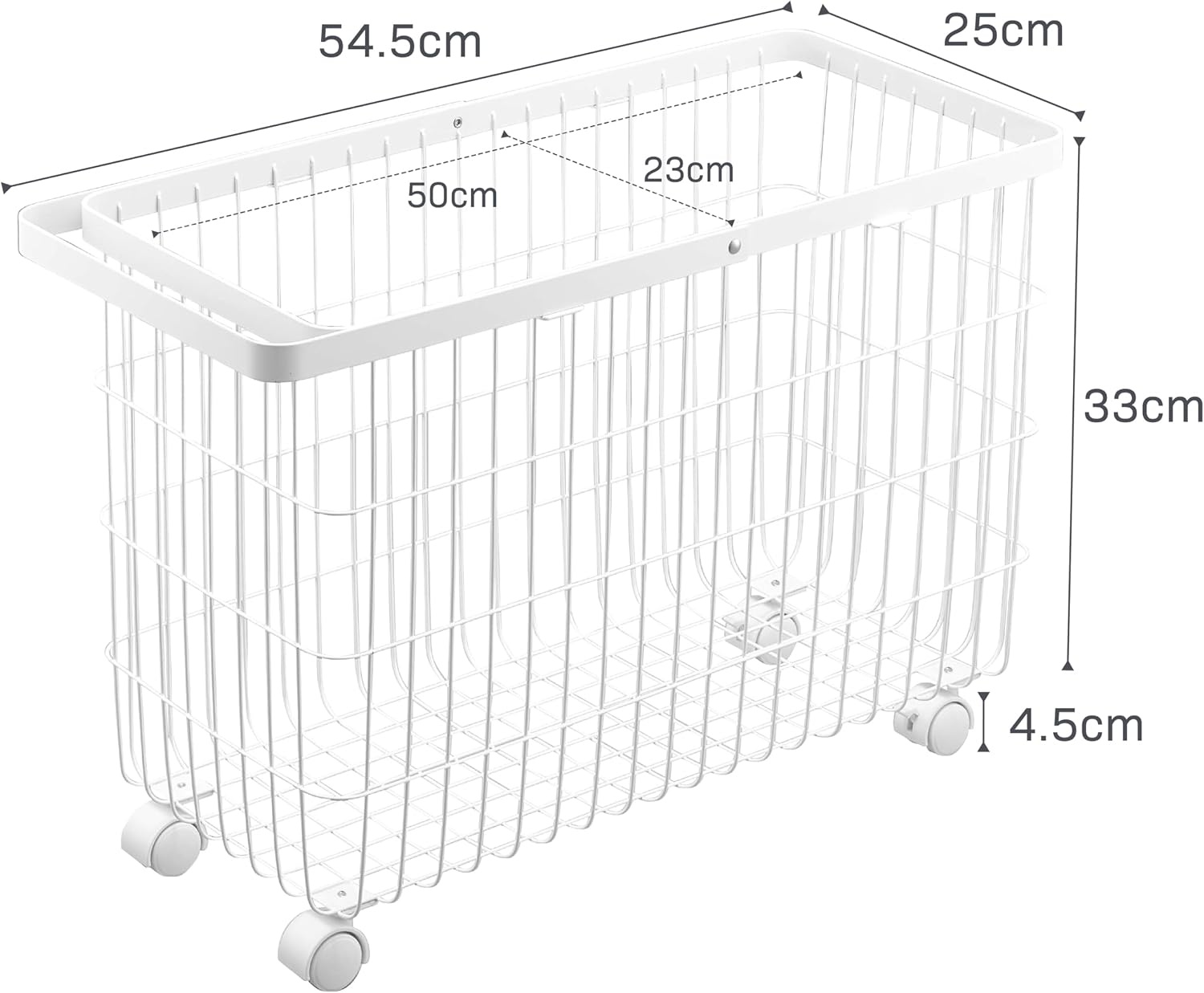 image:imageYamazaki Home Tower Small Rolling Laundry Basket Metal Hamper Cart With Wheels And Handle 148 Steel 98 Gallons 35 LitersWhite