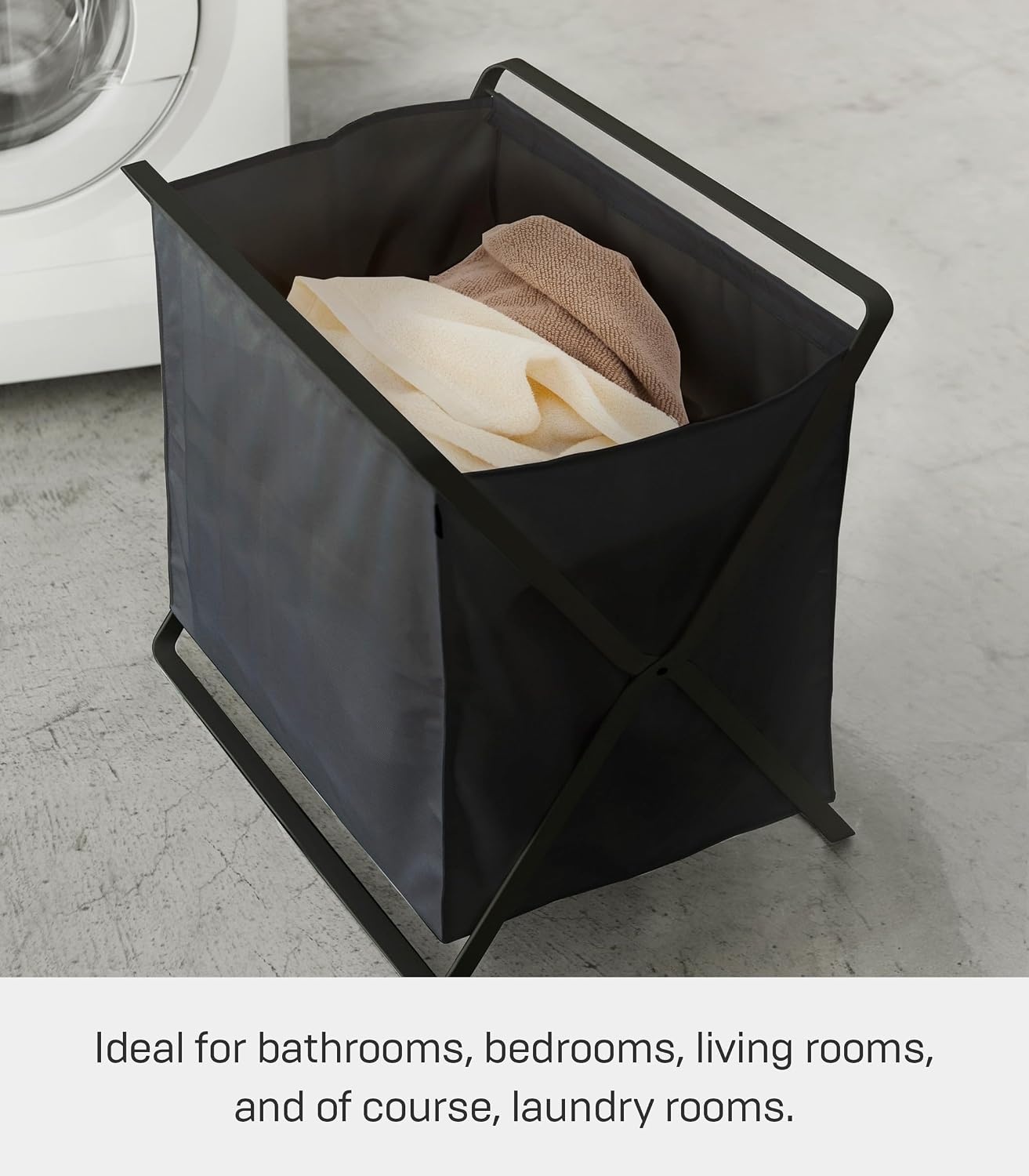 image:imageYamazaki Home Tower Space Saving Storage Hamper Floor 16 Steel 85 Gallon 32 LitersBlack