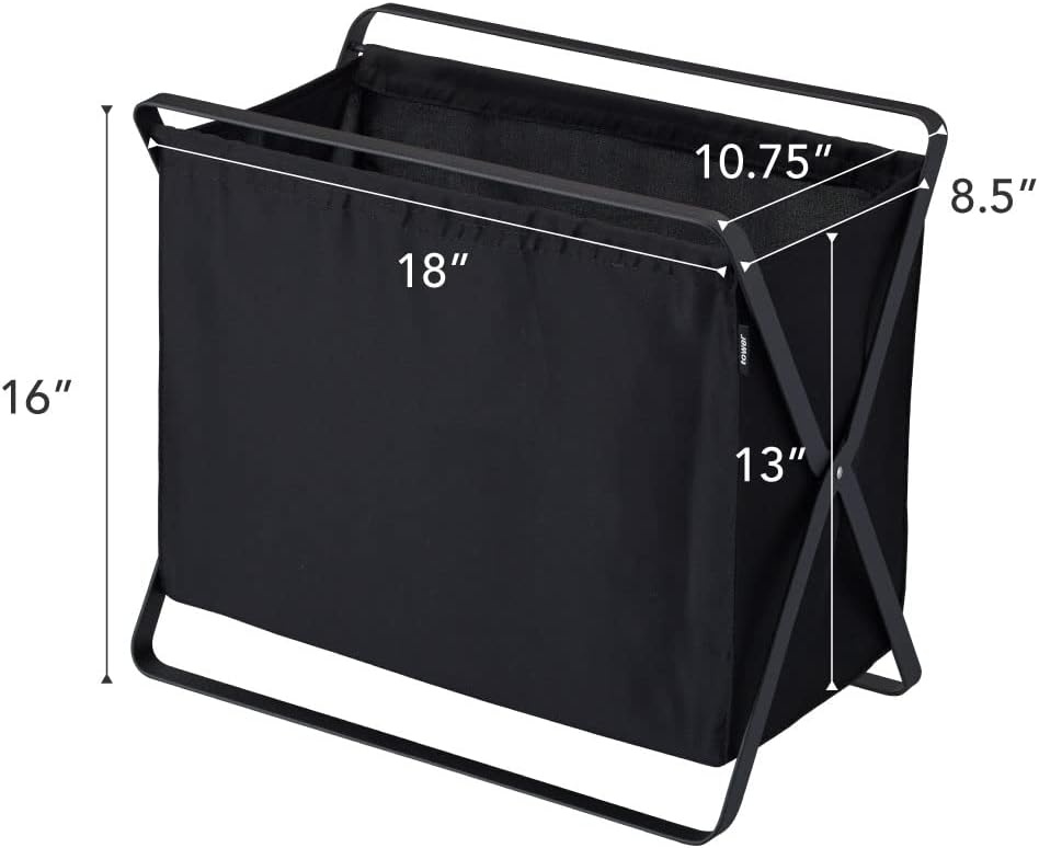 image:imageYamazaki Home Tower Space Saving Storage Hamper Floor 16 Steel 85 Gallon 32 LitersBlack