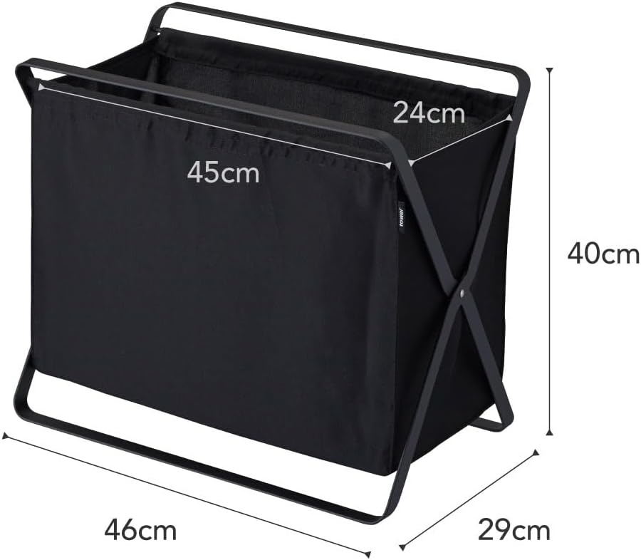 image:imageYamazaki Home Tower Space Saving Storage Hamper Floor 16 Steel 85 Gallon 32 LitersBlack
