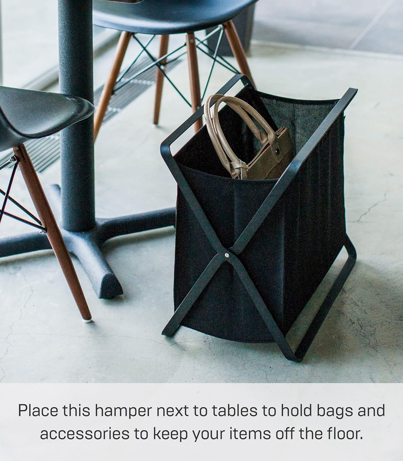 image:imageYamazaki Home Tower Space Saving Storage Hamper Floor 16 Steel 85 Gallon 32 LitersBlack