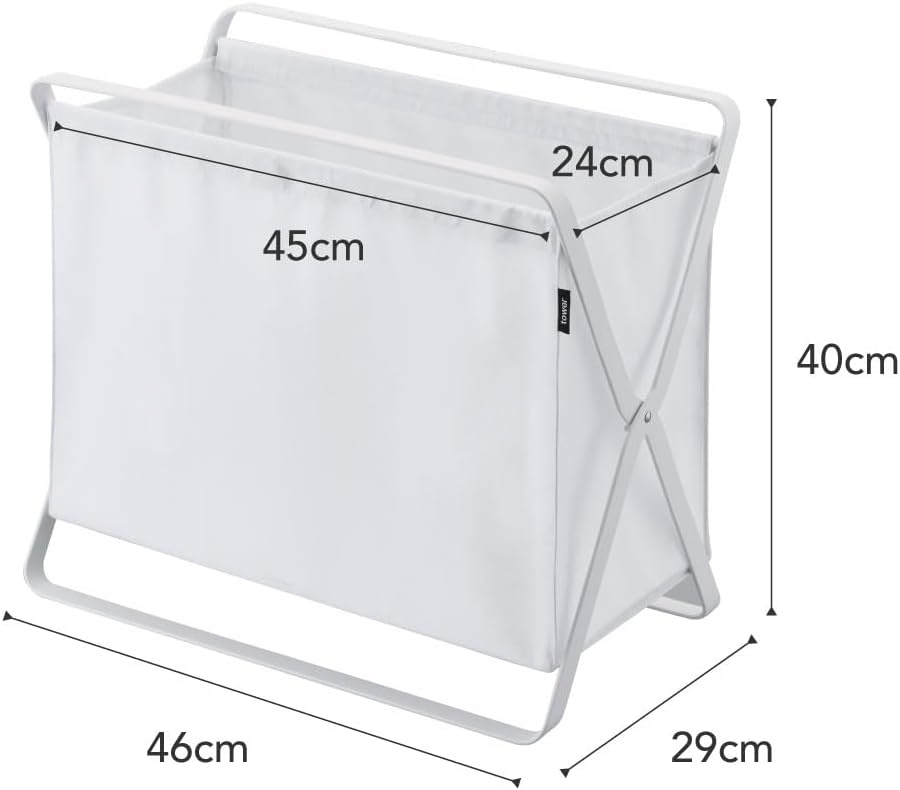 image:imageYamazaki Home Tower Space Saving Storage Hamper Floor 16 Steel 85 Gallon 32 LitersWhite