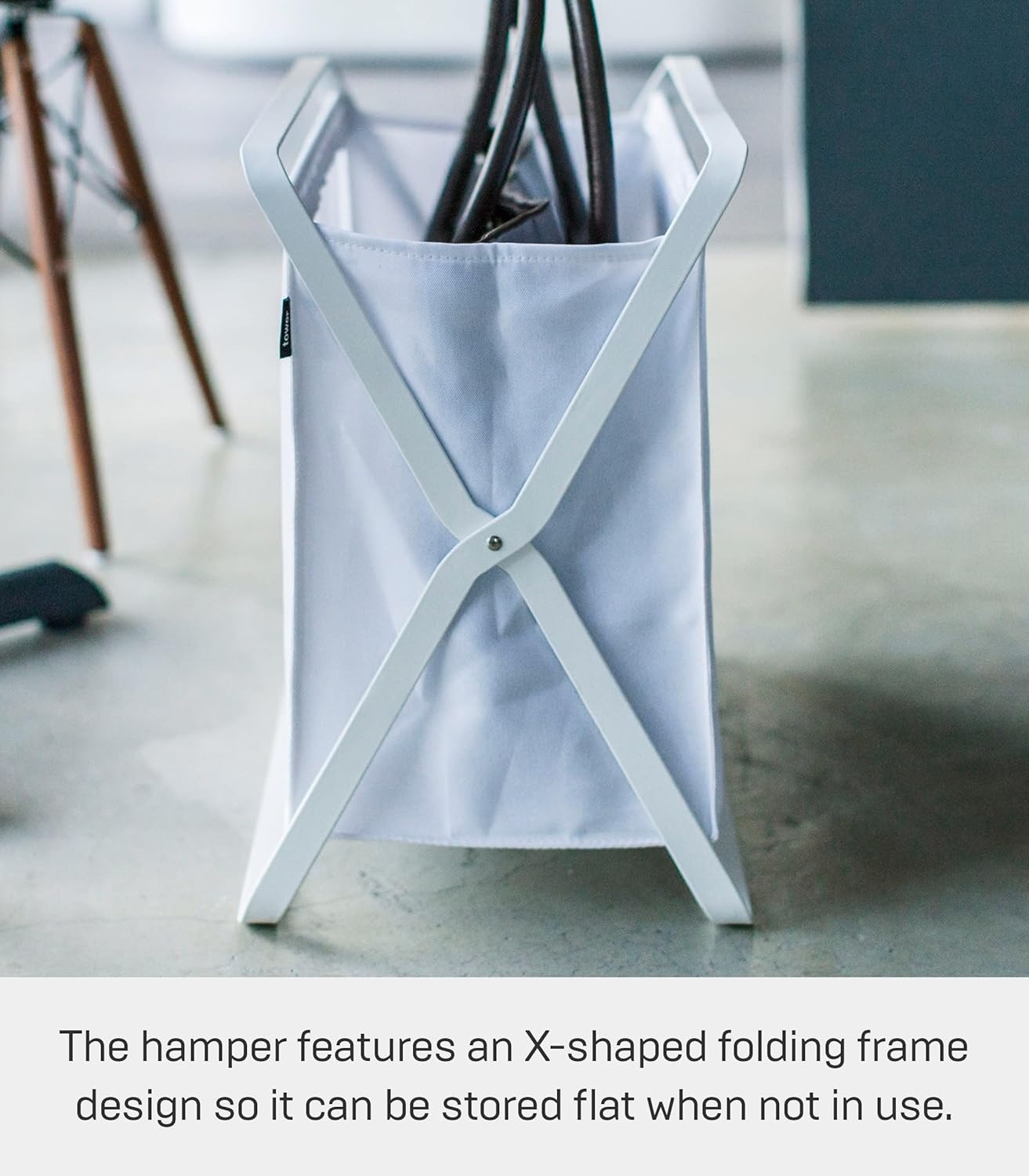 image:imageYamazaki Home Tower Space Saving Storage Hamper Floor 16 Steel 85 Gallon 32 LitersWhite