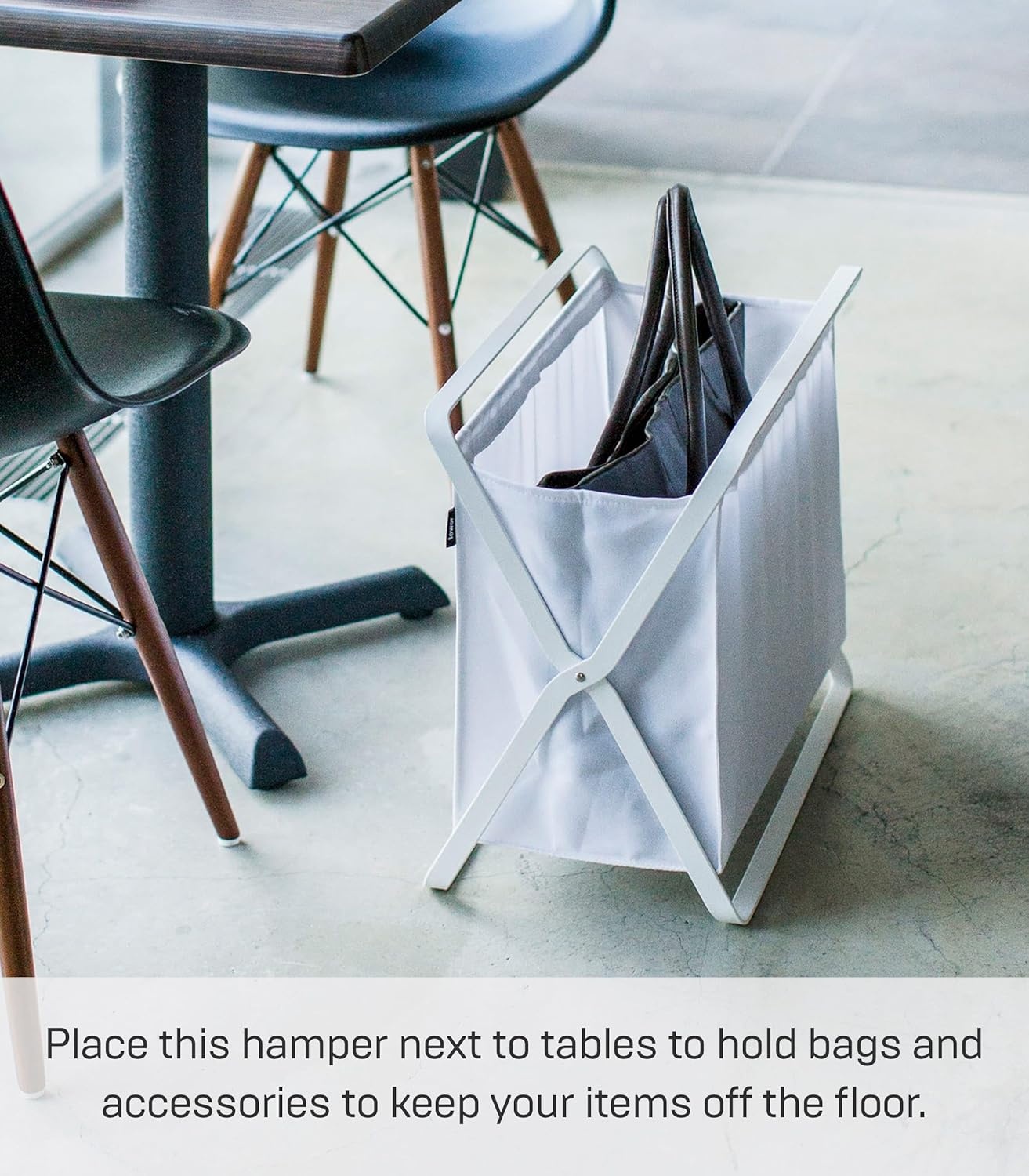 image:imageYamazaki Home Tower Space Saving Storage Hamper Floor 16 Steel 85 Gallon 32 LitersWhite