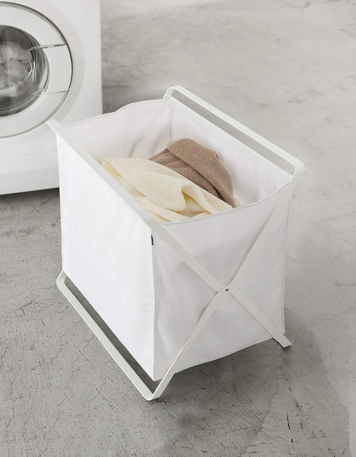 image:imageYamazaki Home Tower Space Saving Storage Hamper Floor 16 Steel 85 Gallon 32 LitersWhite