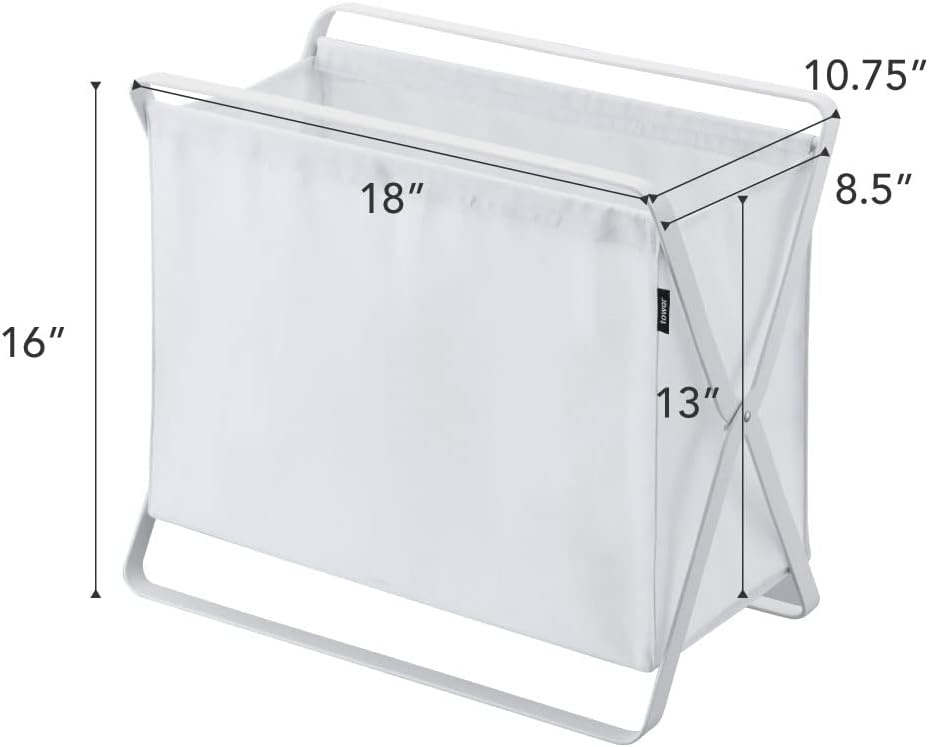 image:imageYamazaki Home Tower Space Saving Storage Hamper Floor 16 Steel 85 Gallon 32 LitersWhite