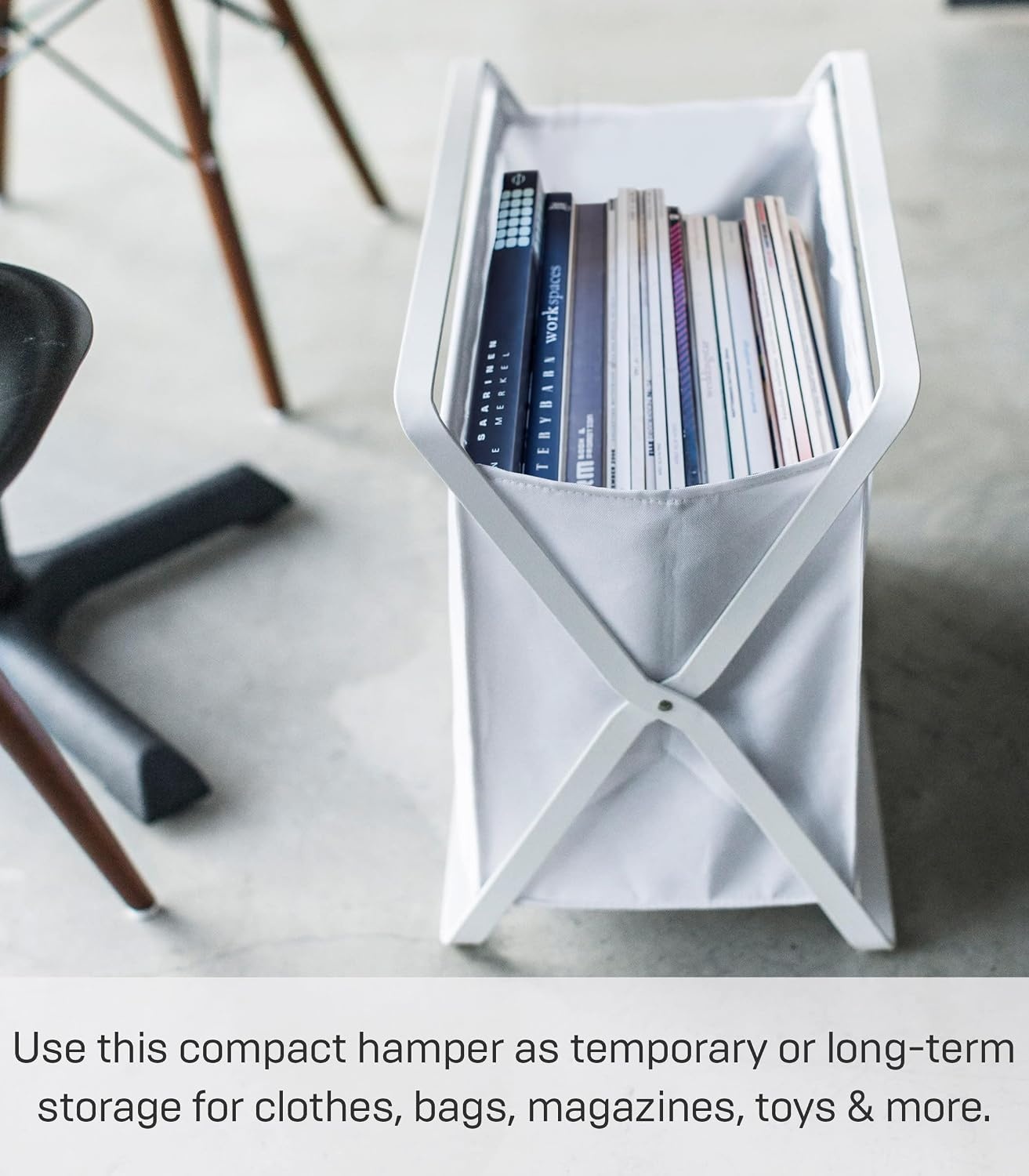 image:imageYamazaki Home Tower Space Saving Storage Hamper Floor 16 Steel 85 Gallon 32 LitersWhite