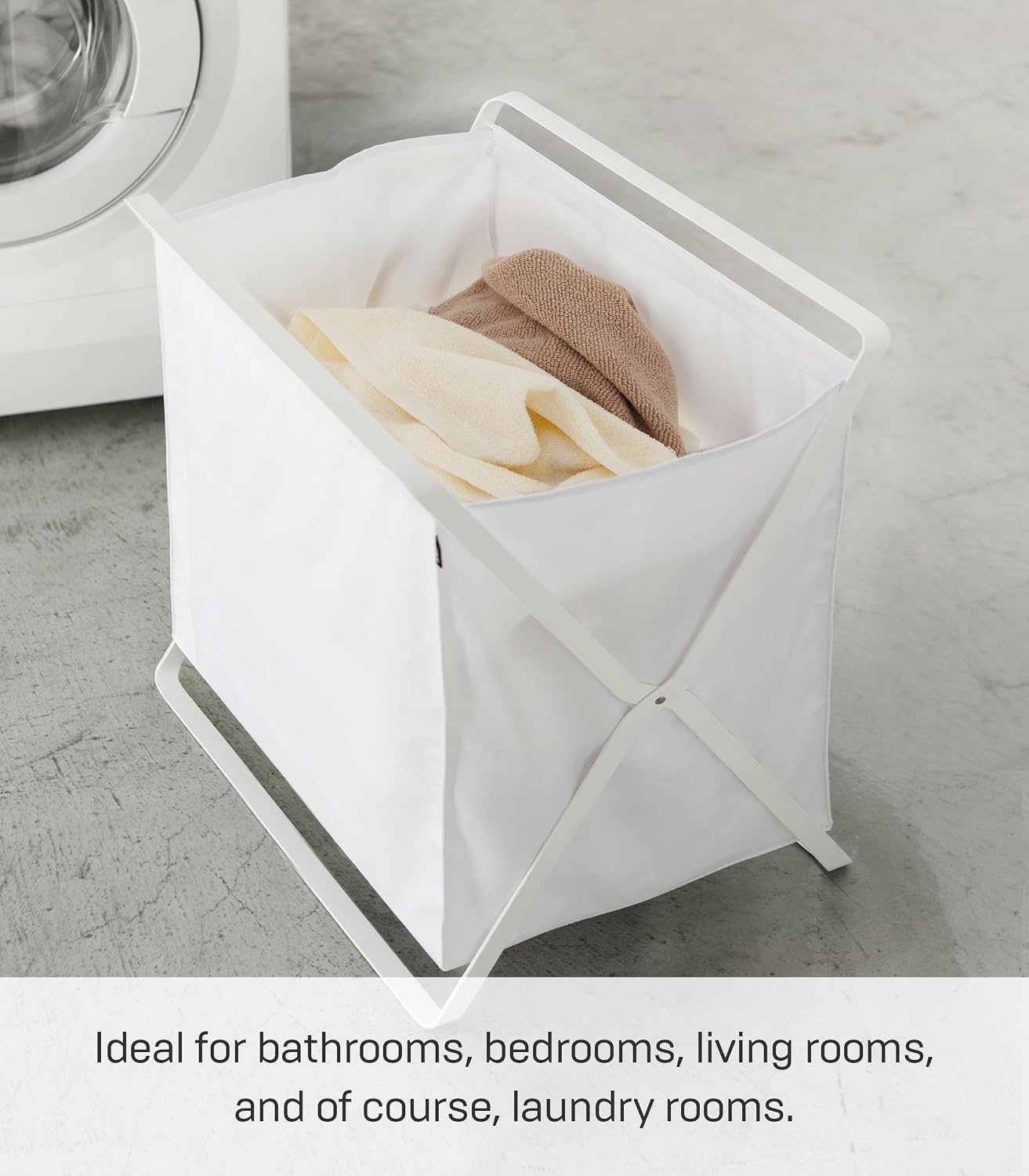 image:imageYamazaki Home Tower Space Saving Storage Hamper Floor 16 Steel 85 Gallon 32 LitersWhite