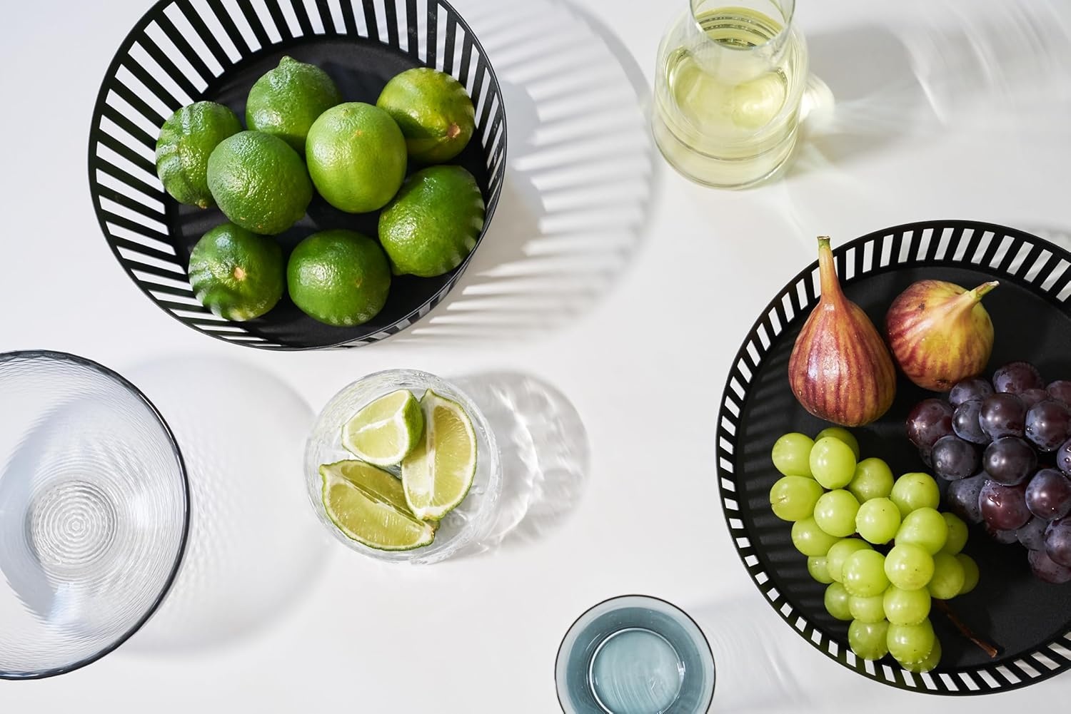 image:imageYamazaki Home Tower Striped Steel Fruit Basket Kitchen Storage Produce Holder WhiteBlack