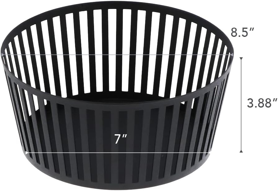 image:imageYamazaki Home Tower Striped Steel Fruit Basket Kitchen Storage Produce Holder WhiteBlack