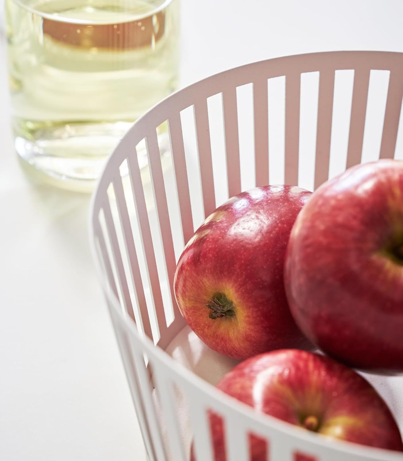 image:imageYamazaki Home Tower Striped Steel Fruit Basket Kitchen Storage Produce Holder WhiteWhite