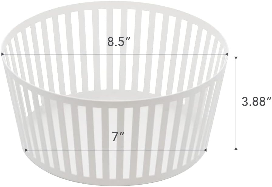 image:imageYamazaki Home Tower Striped Steel Fruit Basket Kitchen Storage Produce Holder WhiteWhite