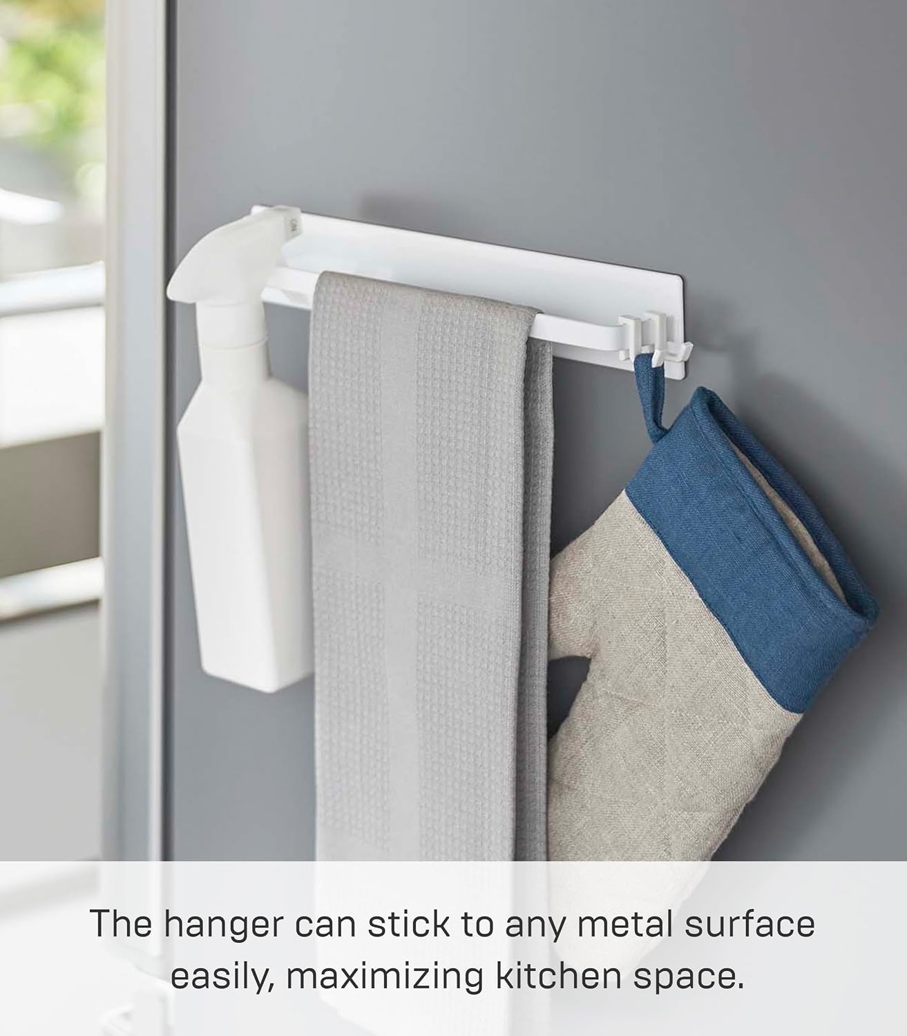 image:imageYamazaki Home Tower Wide Magnetic Kitchen Dish Towel Hanger Rack Holder for Refrigerator Or Wall SteelWhite