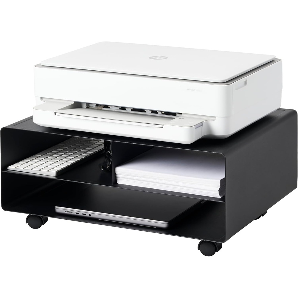 image:imageYAMAZAKI Home Desktop Printer Stand Computer Accessory Office Organizer Steel One Size WhiteBlack