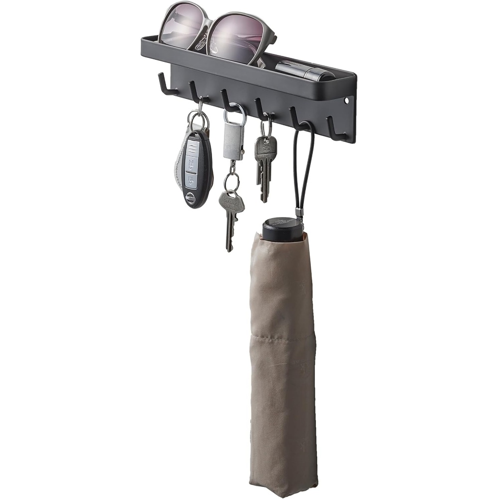 image:imageYAMAZAKI Home Magnetic Key Rack with Tray Steel One Size BlackBlack