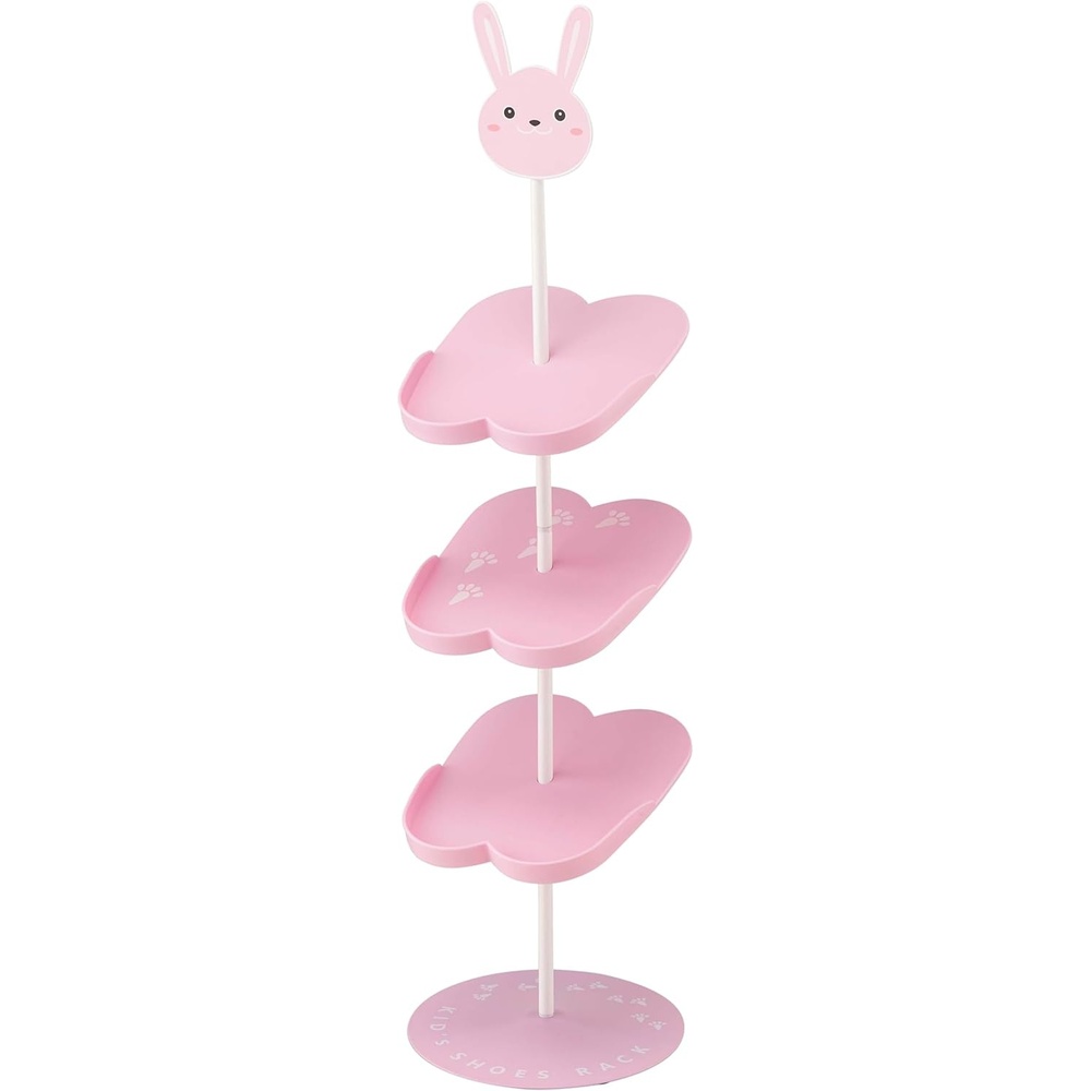 image:imageYAMAZAKI Home Other Bunny Childrens Shoe Rack Kids Shoe Organizer 26 Steel Holds 3 Pairs of ShoesPink